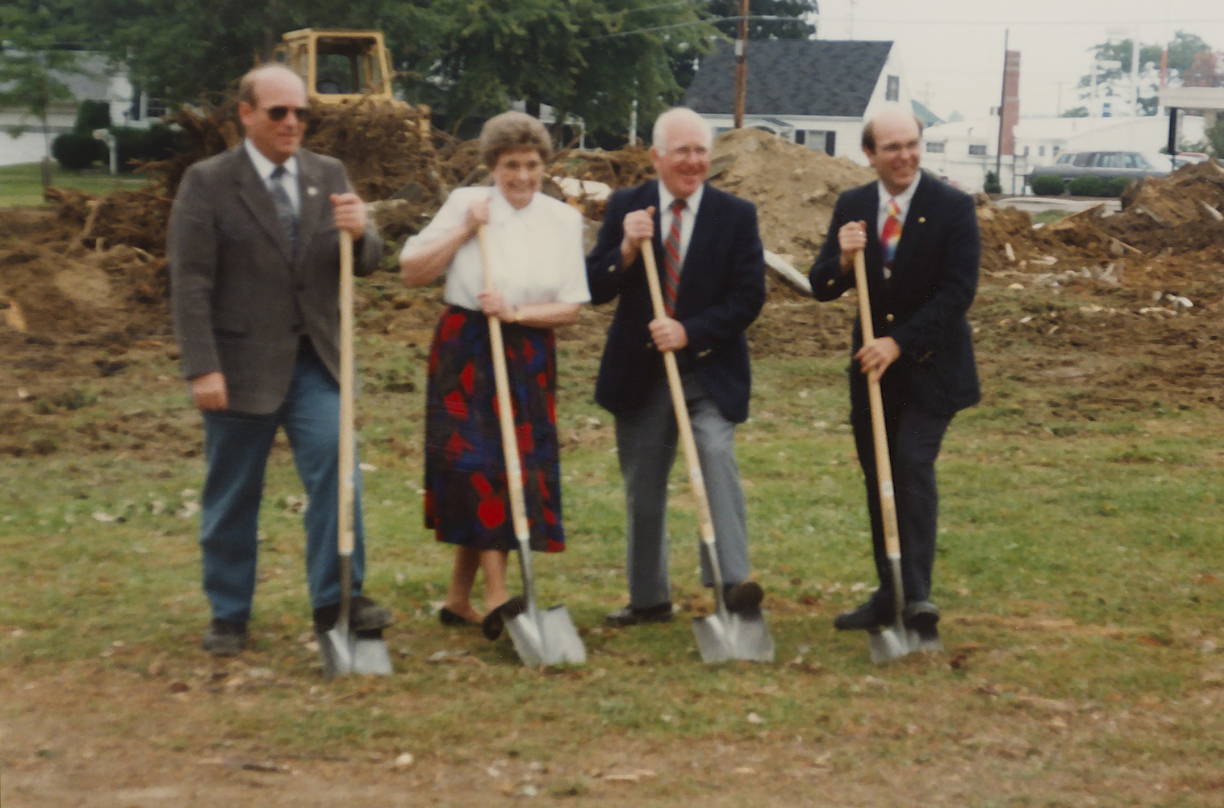 The Jackson family at the groundbreaking for the new Beverly Avenue facility — shovels on freshly turned ground